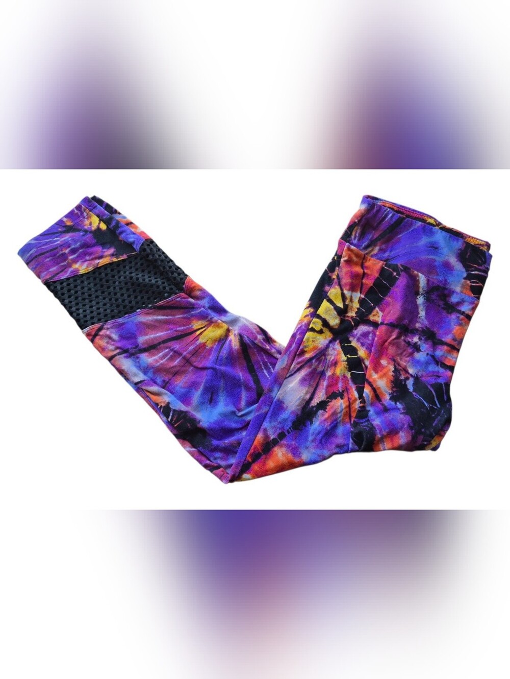 Vibrant Tie-Dye Active Leggings - Purple, Blue & Orange XL